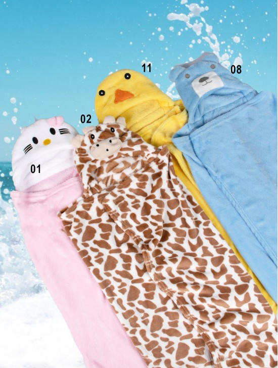 Kids Animal Themed Super Soft Hoodie Towel